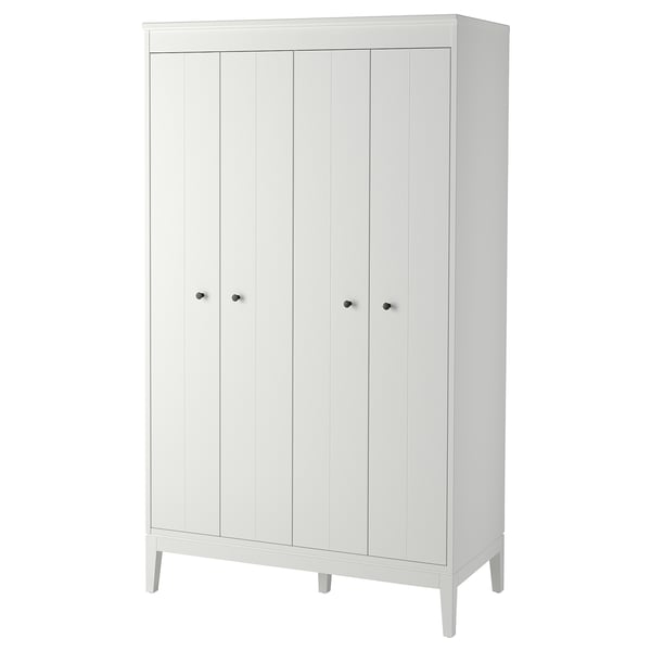 IDANÄS white wardrobe, rectangular, bifold doors, wooden, minimalist design.