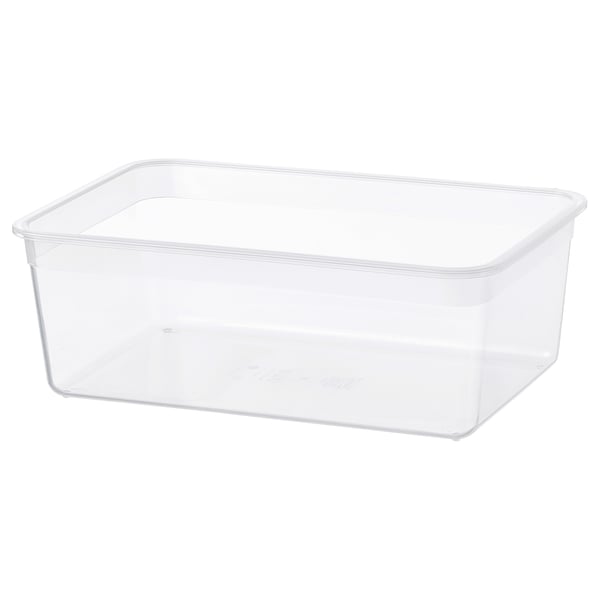 IKEA 365+ clear plastic container for food storage, square shape, transparent design.