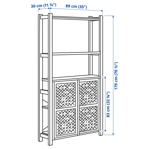 Illustration with measurements for the product: IVAR.