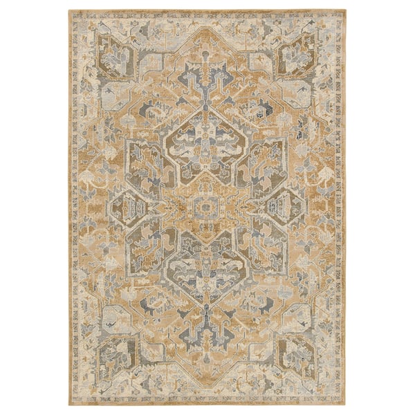 JÄRNVÄG Rug, low pile, ornament pattern beige/dark beige, 160x230 cm