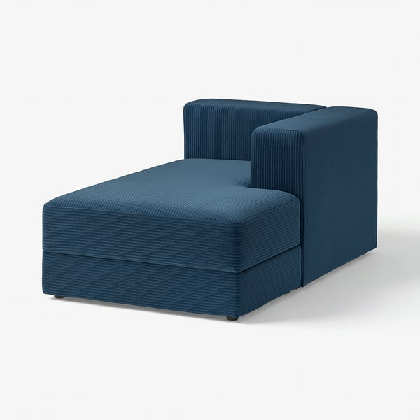 A blue JÄTTEBO modular sofa with a chaise longue.