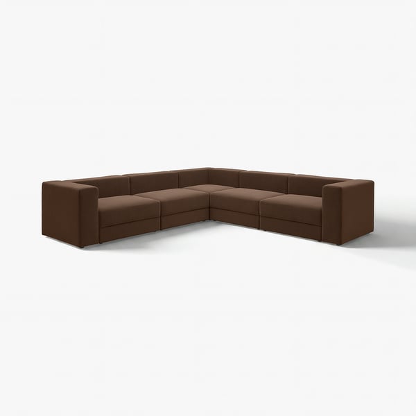 JÄTTEBO modular sofa, brown, modern, l-shaped, soft cushions, corduroy.