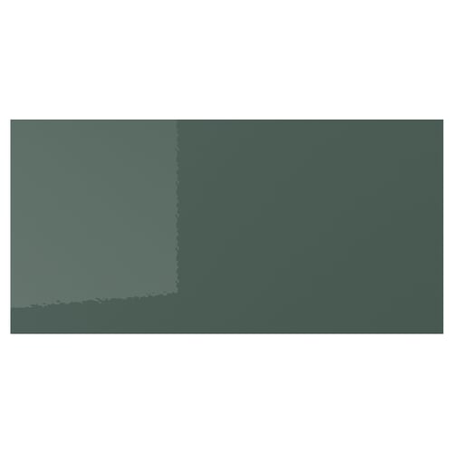 KALLARP drawer fronts - high-gloss grey-green, sleek, rectangular, modern design.