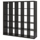 Black KALLAX cube storage unit 16 square compartments for versatile storage.