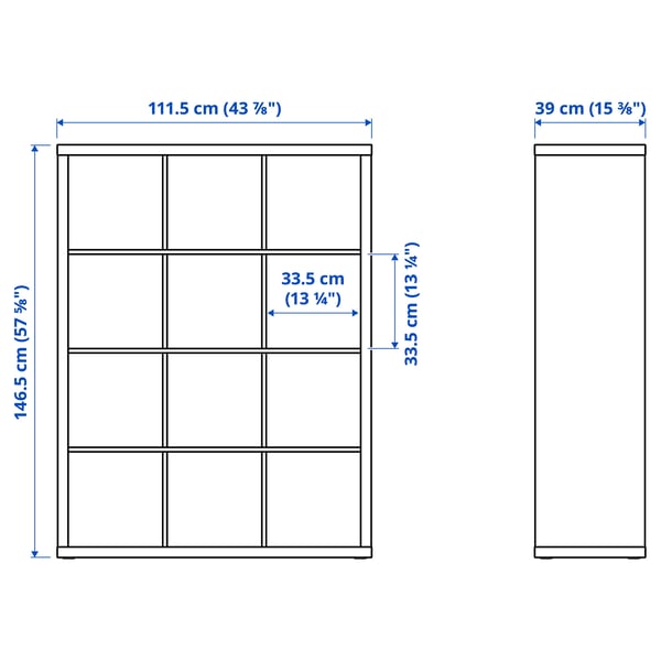 Illustration with measurements for the product: KALLAX.
