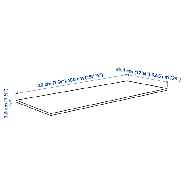 KARLBY Custom made worktop, walnut/veneer, 45.1-63.5x3.8 cm