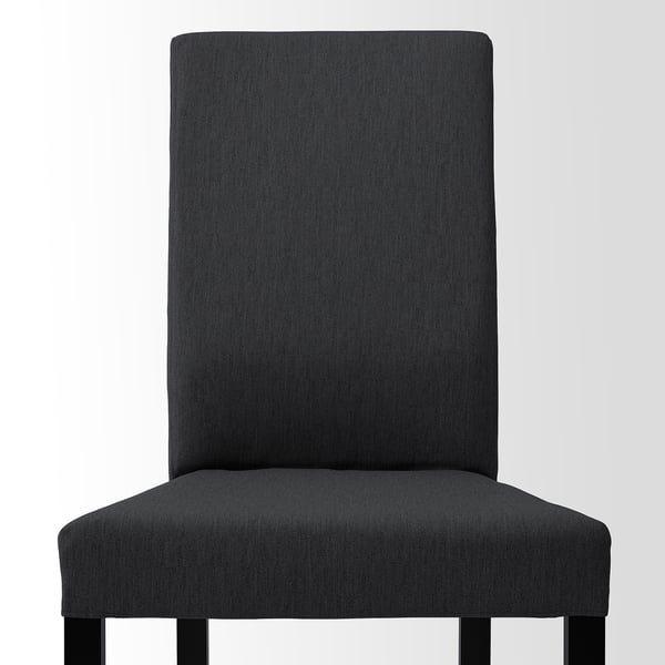 Dark grey high-back chair with cushioned seat and back, showcasing modern design and quality fabric.