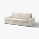 KIVIK sofa, beige, boxy shape, low armrests, soft fabric.