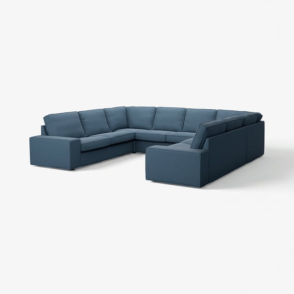 KIVIK: u-shaped blue sectional sofa, modern design, comfortable upholstery.