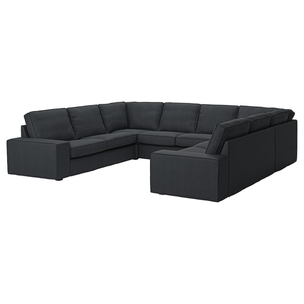 KIVIK sectional sofa, dark gray, modern design, deep seats, removable armrests.