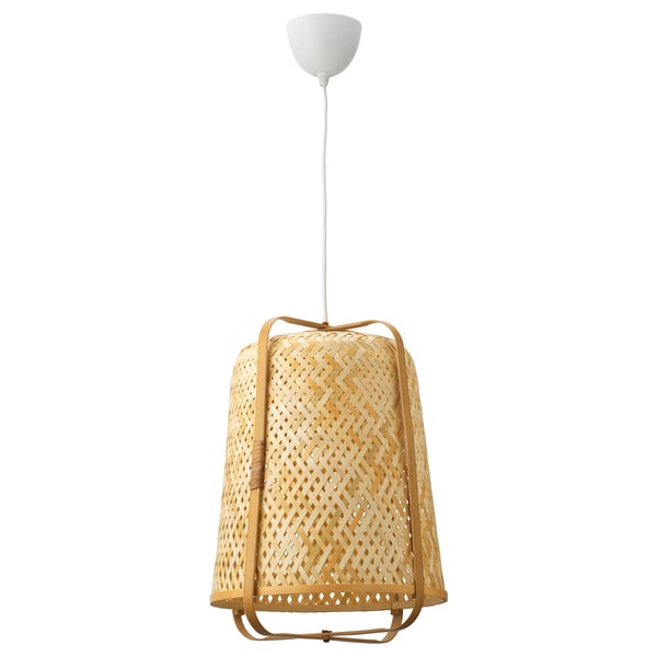 The KNIXHULT lamp is a natural bamboo pendant light. Unique, hand-woven with a warm, soft glow. Environmentally-friendly and aesthetically minimalist.