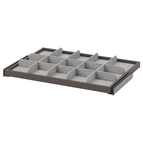 KOMPLEMENT grey organiser tray, modern design, 10 compartments, felt lining, smooth pull-out mechanism.