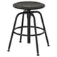KULLABERG adjustable black stool with round seat and metal footrest.