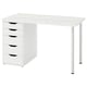 A white LAGKAPTEN desk with five drawers. It a colourful grid pattern and sleek, functional design, perfect for a modern workspace.