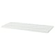 LAGKAPTEN white table top with scandinavian charm, flat rectangular shape, pre-drilled holes, board-on-frame material, colourful grid pattern.