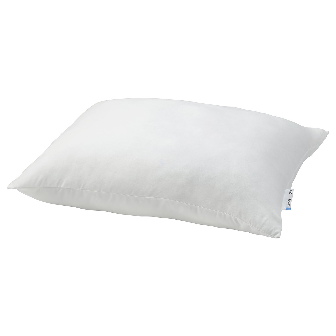 White LAPPTÅTEL pillow, soft microfibre, rectangular shape, simple design.