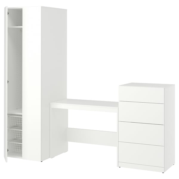 LASTARE Storage combination, white/table/, 220x62x201 cm
