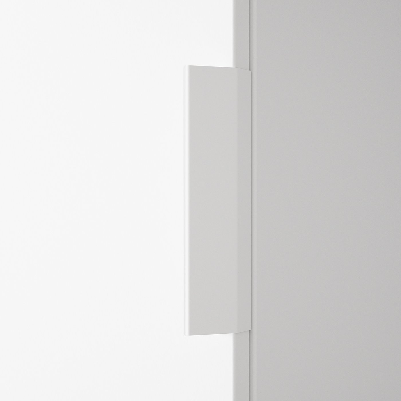 A minimalist white handle mounted on a smooth wall, showcasing modern design and quality material.