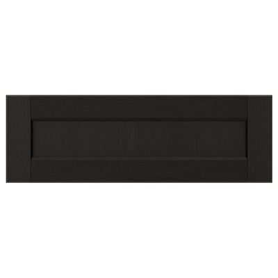 LERHYTTAN black kitchen drawer front, solid wood frame, bevelled edges, ash veneer panel.