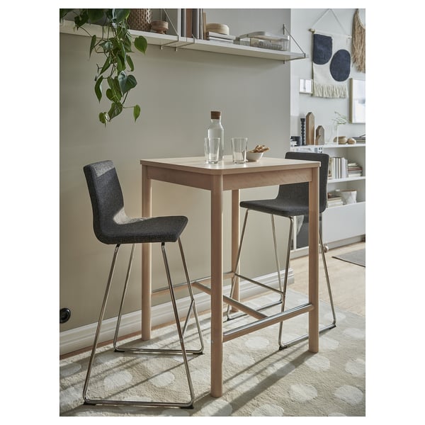 LILLÅNÄS Bar stool, chrome-plated/Gunnared dark grey, 76 cm