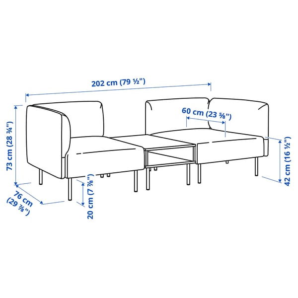 Illustration with measurements for the product: LILLEHEM.