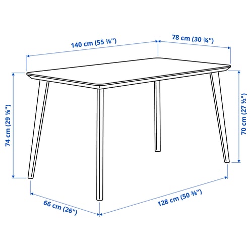 LISABO Table, black/ash veneer, 140x78 cm