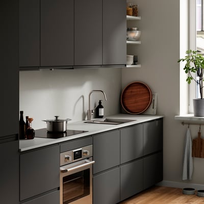LOCKEBO Custom made worktop, light grey concrete effect/glass composite, 1 m²x2.0 cm