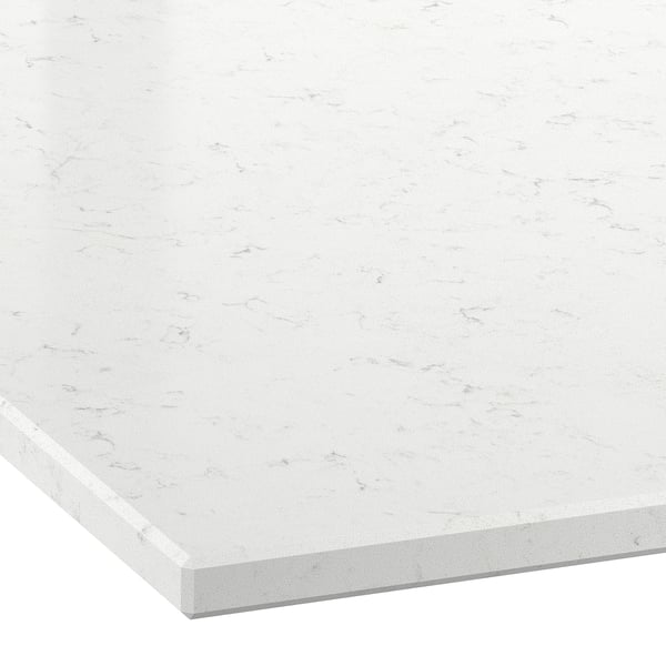 LOCKEBO Custom made worktop, white marble effect/glass composite, 1 m²x2.0 cm