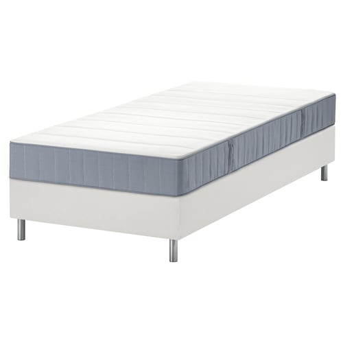 LYNGÖR Divan bed, Vesteröy medium firm/light blue white, 90x200 cm