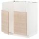 White METOD kitchen unit with light wood doors.