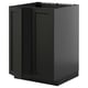 An ikea black METOD kitchen cabinet. Its rectangular with a modern, sleek design and dark finish. The cabinet has a frame and panels made of ash wood.