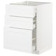 A white METOD cabinet with three drawers, part of the ikea kitchen system, featuring a sleek, modern design.