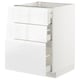 A white METOD kitchen cabinet with multiple drawers and a sleek design.