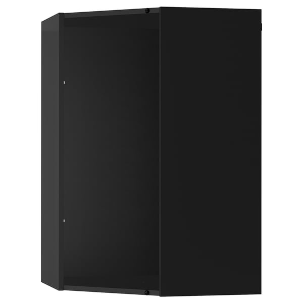 Black METOD kitchen cabinet, square-shaped, glossy finish, with hinged door.