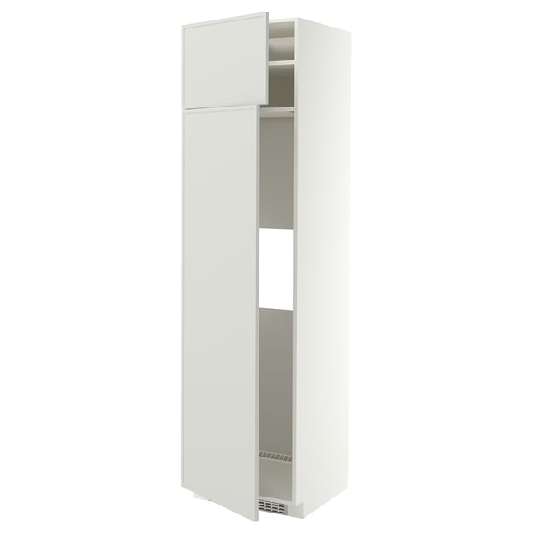METOD Hi cab f fridge or freezer w 2 drs, white/Aspudden light grey, 60x60x220 cm