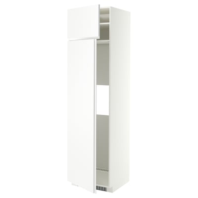METOD Hi cab f fridge or freezer w 2 drs, white/VOXTORP matt white vertical handle, 60x60x220 cm