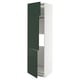 METOD tall green cabinet with open door, white frame, adjustable shelves.