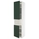METOD tall kitchen unit in white with green doors.
