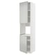 White METOD kitchen unit, modern design with grey havstorp fronts, clean look, metal shelves, rectangular shape.