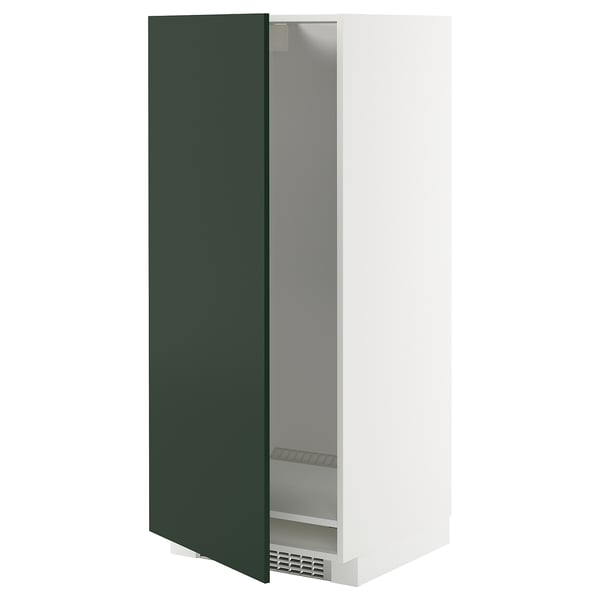 METOD kitchen cabinet with green door, white interior, adjustable shelf, right/left mount.