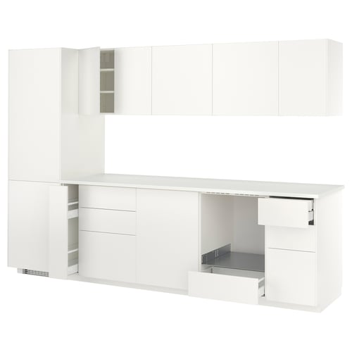METOD Kitchen, white/Veddinge white, 304x60x208 cm