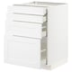 White METOD kitchen cabinet with drawers and shelves, modern design, sleek edges.