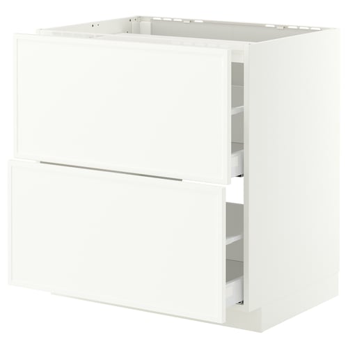 METOD / MAXIMERA Base cab f hob/2 fronts/2 drawers, white/Aspudden matt white, 80x60 cm