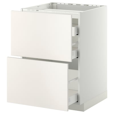 White METOD kitchen cabinet with smooth drawers.