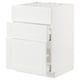 Ikea METOD white cabinet with three drawers and one door.