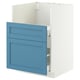 METOD kitchen cabinet with blue drawer, smooth finish, metal rails.
