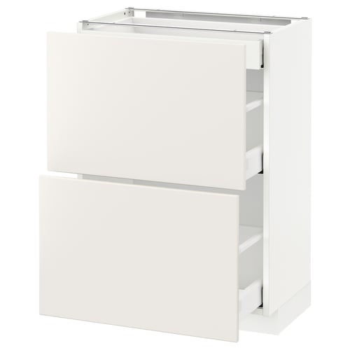METOD white kitchen unit, modern design with smooth drawers.