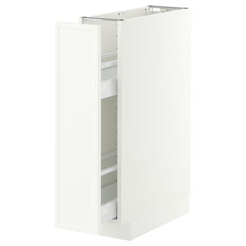 METOD / MAXIMERA Base cabinet/pull-out int fittings, white/Aspudden matt white, 20x60 cm