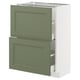 METOD kitchen cabinet, grey-green, two drawers, white frame, rectangular, modern design.
