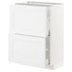 White METOD kitchen unit with two open drawers, sleek design for modern or traditional styles.